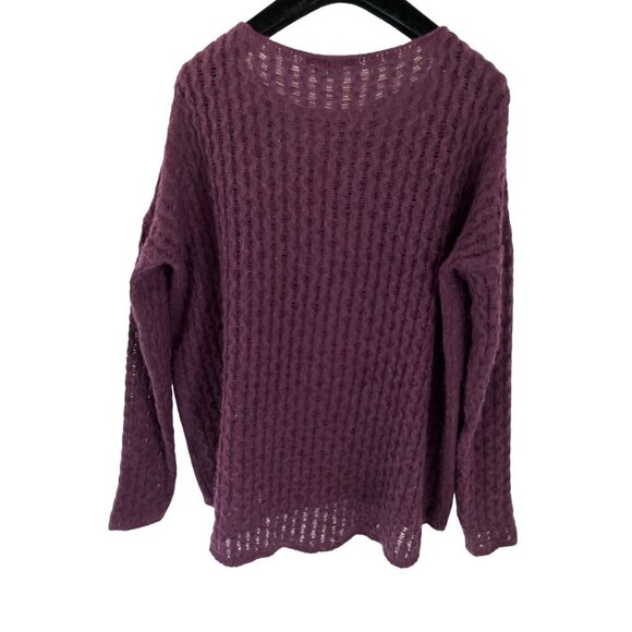 VINCE Cable Knitted Tunic Boatneck Sweater Purple Oversized Pullover Size XSmall - Picture 6 of 10